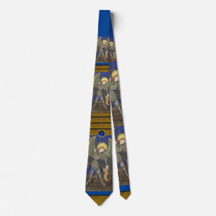 St. Michael the Archangel with Devil ,Blue Topaz Tie