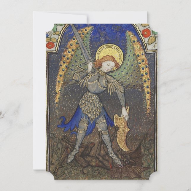 St. Michael the Archangel with Devil Prayer Card (Front)