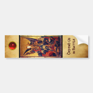 St. Michael Vanquishing Devil as Mediaeval Knight Bumper Sticker