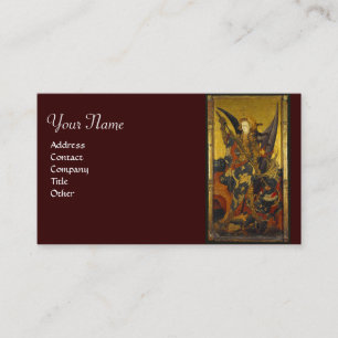 St. Michael Vanquishing Devil as Mediaeval Knight Business Card