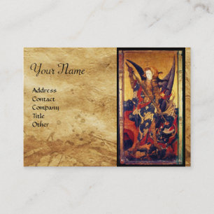 St. Michael Vanquishing Devil as Mediaeval Knight Business Card