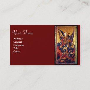 St. Michael Vanquishing Devil as Mediaeval Knight Business Card