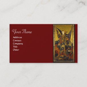 St. Michael Vanquishing Devil as Mediaeval Knight Business Card