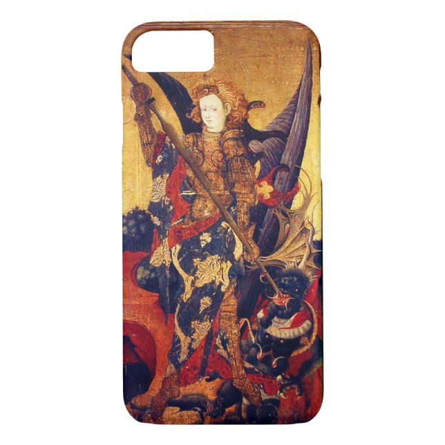 St. Michael Vanquishing Devil as Mediaeval Knight Case-Mate iPhone Case (Back)