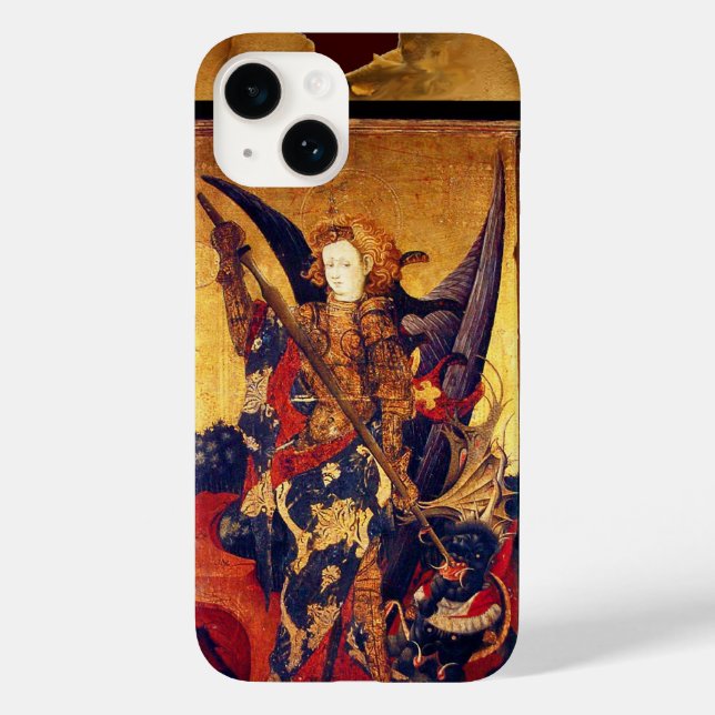 St. Michael Vanquishing Devil as Mediaeval Knight Case-Mate iPhone Case (Back)