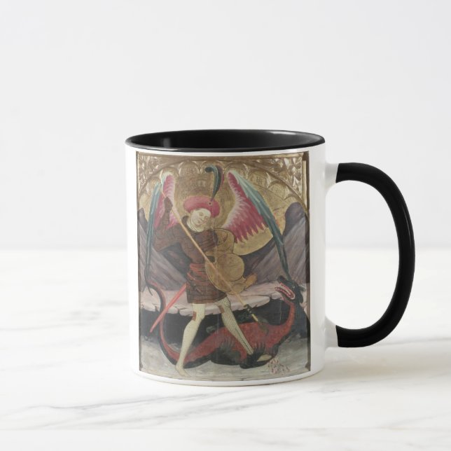 St Michael Vanquishing Evil, c.1480 (tempera on pa Mug (Right)