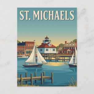 St. Michaels Maryland Chesapeake Bay Retro Poster Postcard