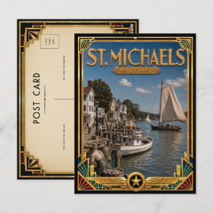 St. Michaels Maryland Vintage Art Deco Golden Age Postcard