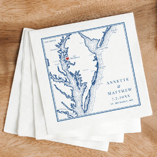 St. Michaels MD Chesapeake Bay Map Wedding Napkin