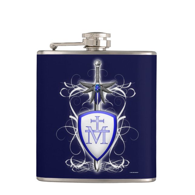 St. Michael's Sword Hip Flask (Front)
