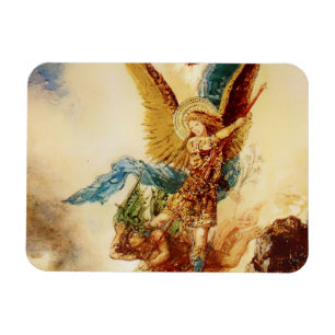 “St Micheal Vanquishing Satan” by Gustave Moreau Magnet