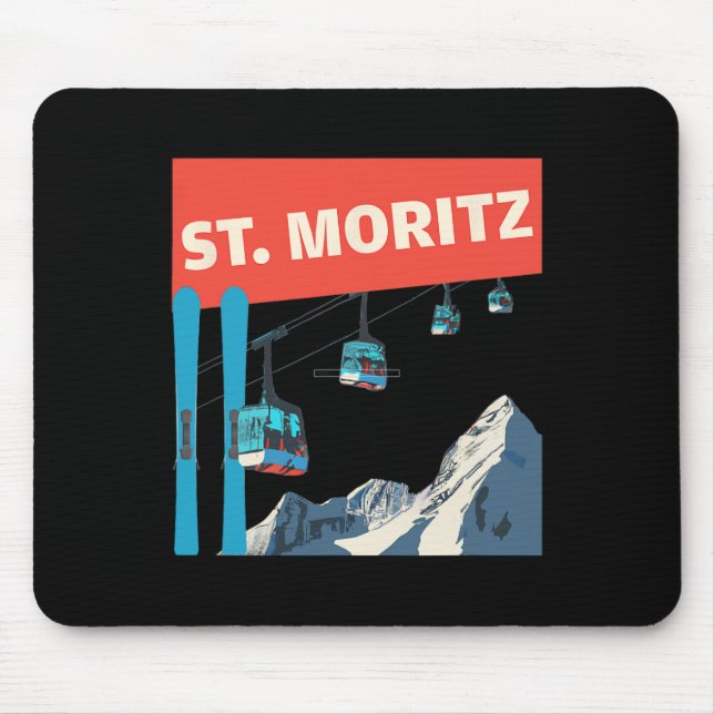 St. Moritz Skiing - Retro St. Moritz Ski  Mouse Pad (Front)