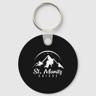 St. Moritz Switzerland Ski Resort Skiing Snowboard Key Ring