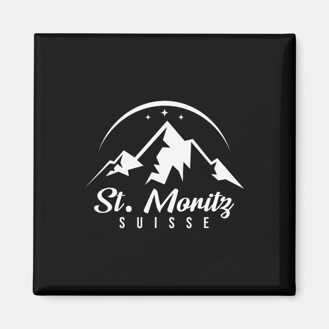 St. Moritz Switzerland Ski Resort Skiing Snowboard Magnet (Front)