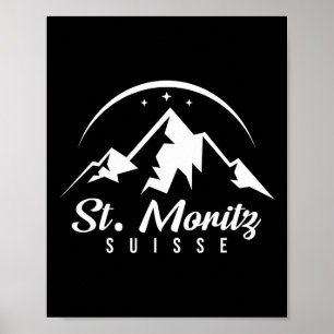 St. Moritz Switzerland Ski Resort Skiing Snowboard Poster