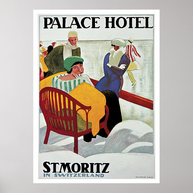 St.Moritz Switzerland Vintage Travel Poster (Front)