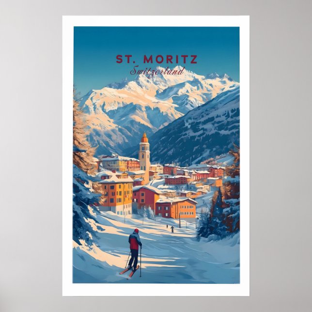St Moritz Wall Art Ski Print 1 (Front)