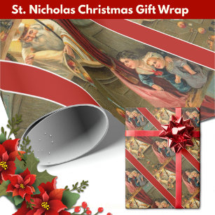 St. Nicholas Children Fruit Toys Feast Christmas Wrapping Paper