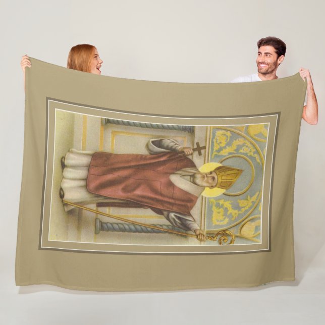 St. Nicholas Christmas Catholic Bishop Fleece Blanket (In Situ)