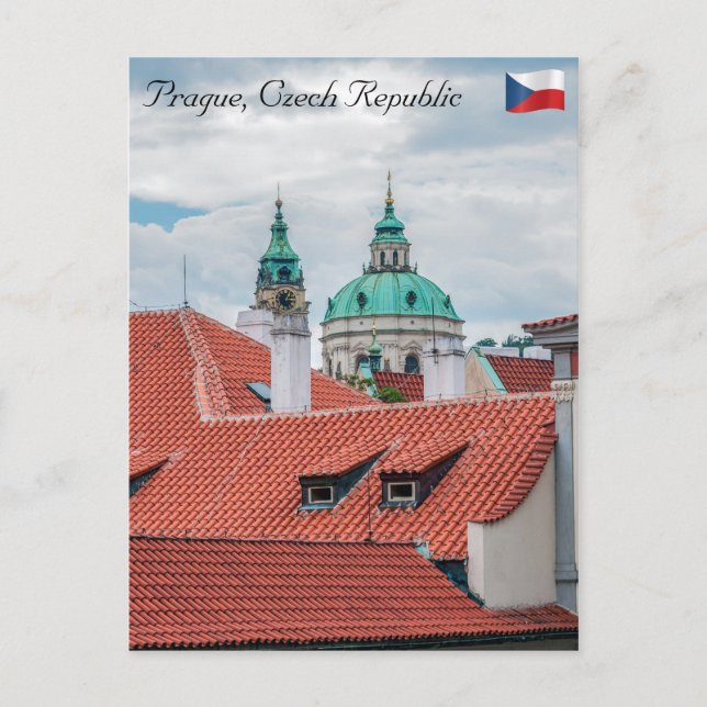St. Nicholas church and roofs of Prague Postcard (Front)