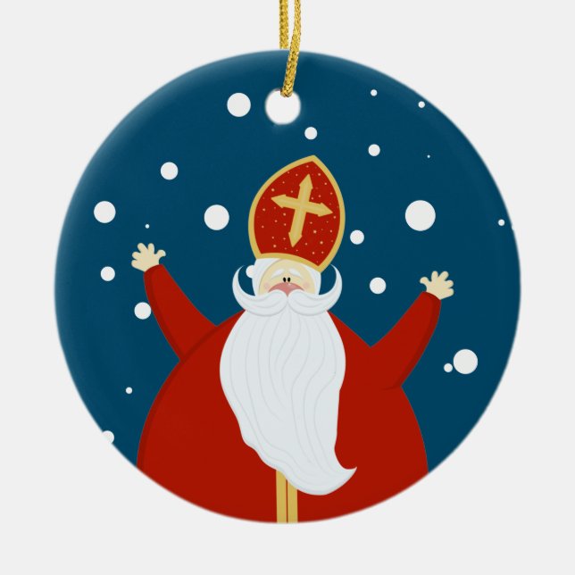 St. Nicholas Day children's holidays Ceramic Tree Decoration (Front)