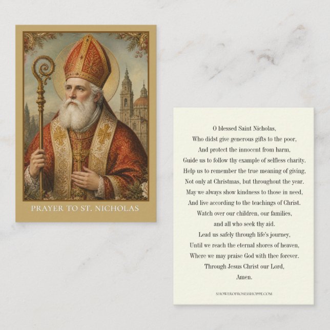 St. Nicholas Feast Day Catholic Prayer Business Card (Front/Back)