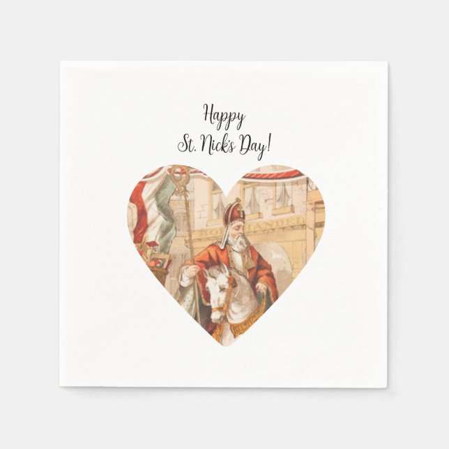St. Nicholas Heart Sinterklaas St. Nick's Day Napkin (Front)