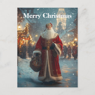 St. Nicholas in a Festive Snowy Village  Postcard