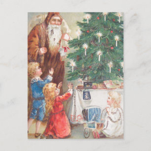 St. Nicholas in Brown Suit with Children Postcard