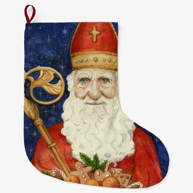 St. Nicholas Large Christmas Stocking (Front)