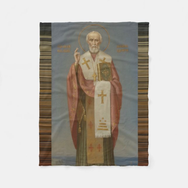 St. Nicholas of Myra Bishop Fleece Blanket (Front)