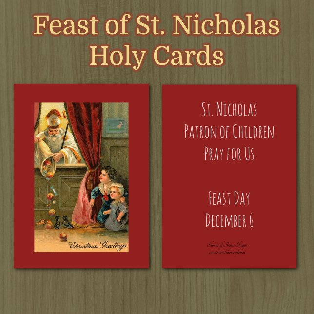 St. Nicholas of Myra Bishop Holy Cards (TRADITIONAL BYZANTINE VINTAGE CATHOLIC FEAST OF ST. NICHOLAS HOLY CARDS)