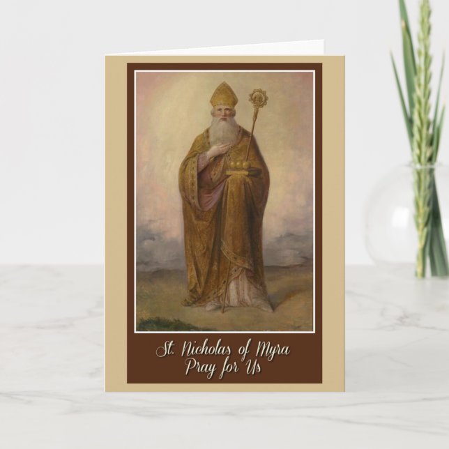 St. Nicholas of Myra Bishop Priest Christmas Holiday Card (Front)