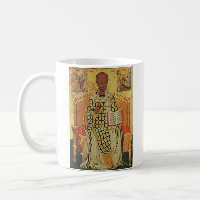 St. Nicholas of Myra Byzantine Orthodox Icon Coffee Mug (Left)