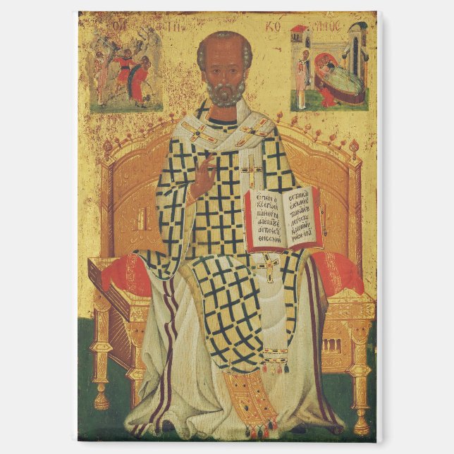 St. Nicholas of Myra Byzantine Orthodox Icon Magnet (Front)