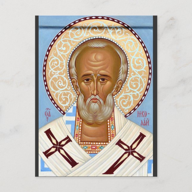 St. Nicholas of Myra Byzantine Orthodox Icon Postcard (Front)