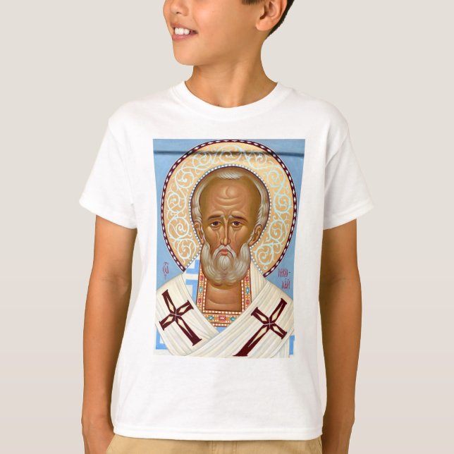 St. Nicholas of Myra Byzantine Orthodox Icon T-Shirt (Front)
