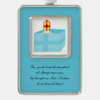 St. Nicholas Sinterklaas Kids Art Funny Cute Silver Plated Framed Ornament