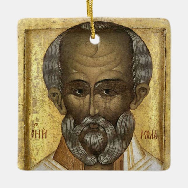 St. Nicholas the Wonderworker Icon Christmas Ceramic Ornament (Front)