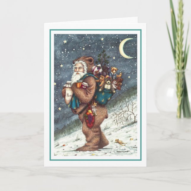 ST. NICK TEDDY BEAR SUIT, CHRISTMAS TEDDIES Blank Card (Front)