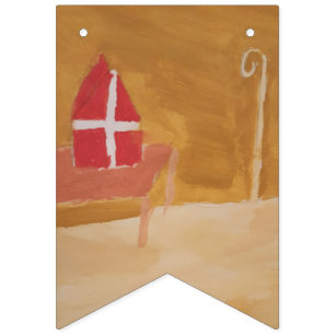 St. Nick's Day Dutch Sinterklaas Watercolor Mitre Bunting