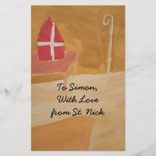St. Nick's Day Dutch Sinterklaas Watercolor Mitre Stationery