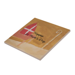 St. Nick's Day Dutch Sinterklaas  Watercolor Mitre Tile
