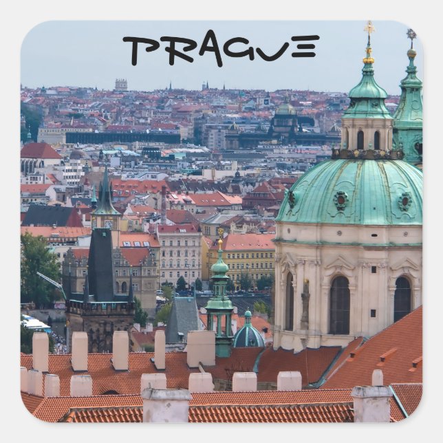 St. Nicolas church and roofs of Prague Square Sticker (Front)