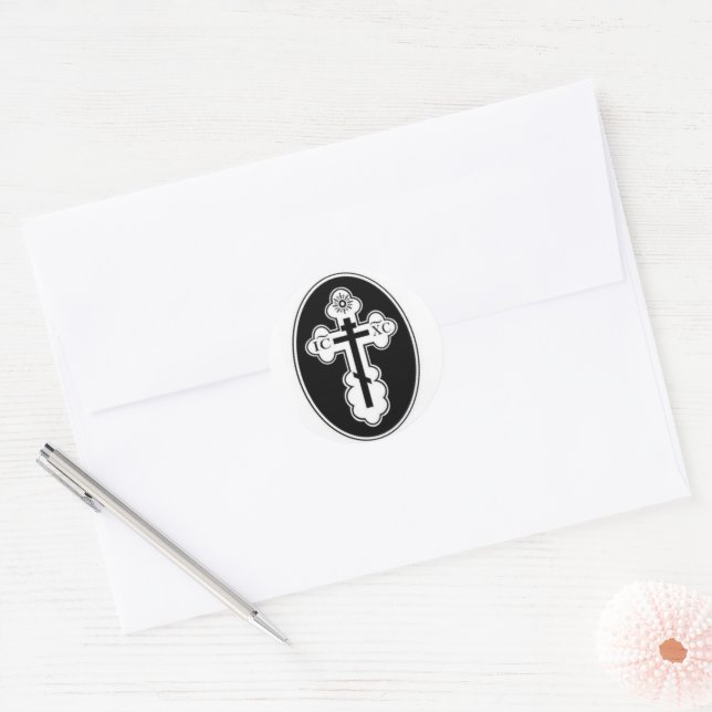 St Olga Orthodox Cross Classic Round Sticker (Envelope)