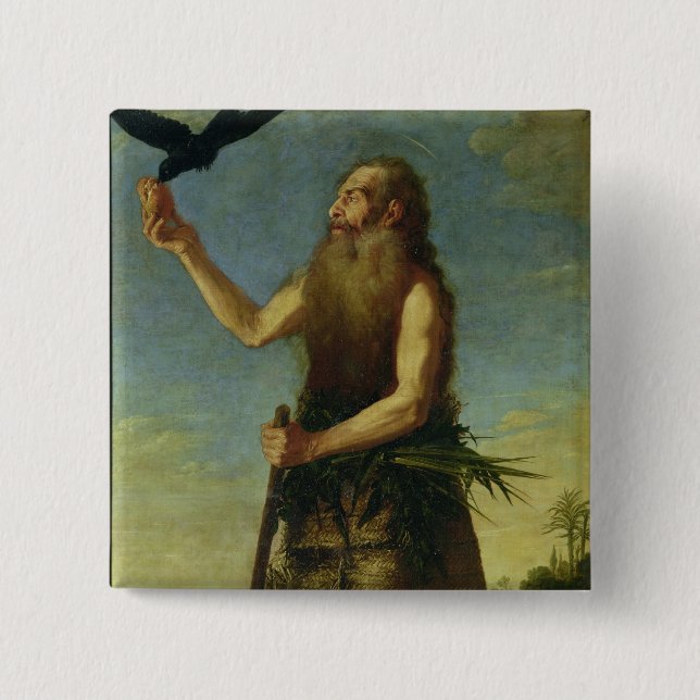 St. Onuphrius (oil on canvas) 15 Cm Square Badge (Front)
