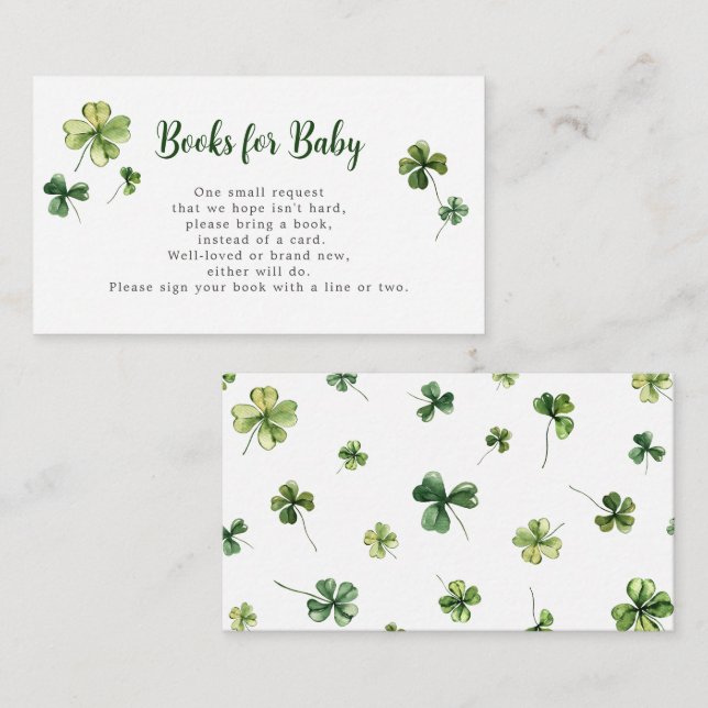 St. OPatrick's Day Shamrock Lucky Books for Baby Enclosure Card (Front/Back)