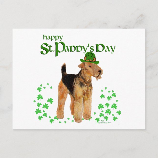 St Paddys Day Airedale Postcard (Front)