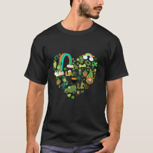 St Paddy's Day Four Leaf Clover Luck Simple Colorf T-Shirt