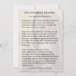 St. Padre Pio Engagement Catholic Prayer Card